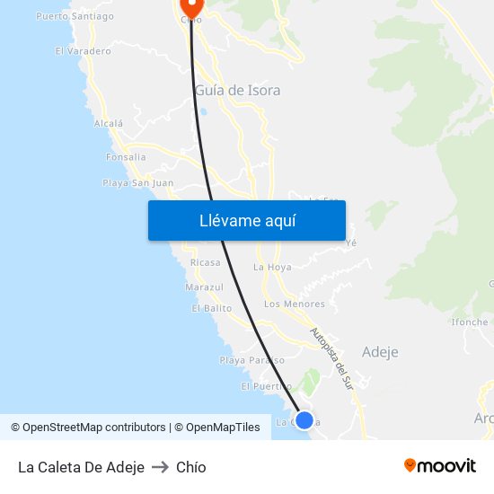 La Caleta De Adeje to Chío map
