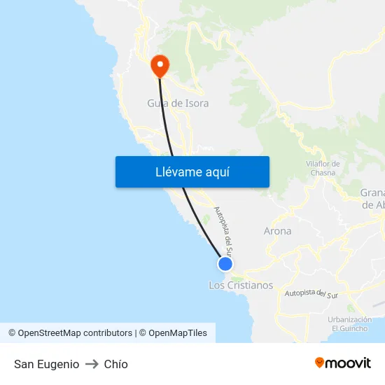 San Eugenio to Chío map