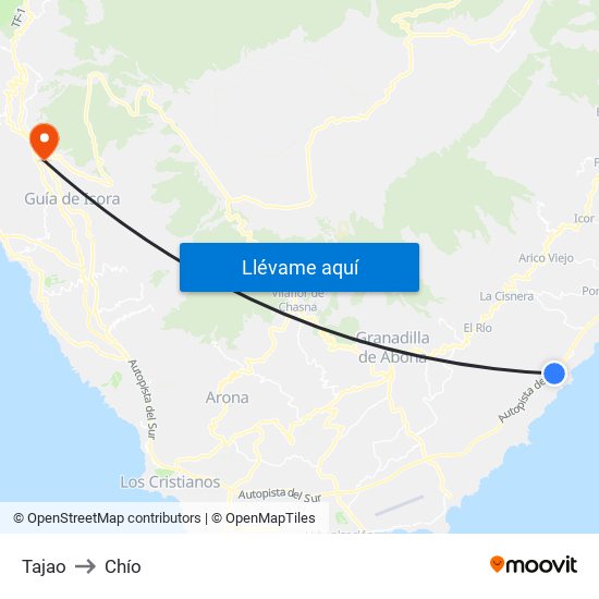 Tajao to Chío map