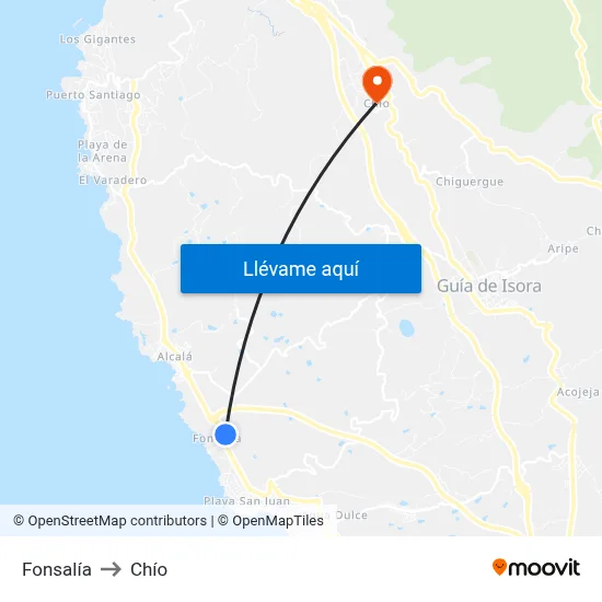 Fonsalía to Chío map