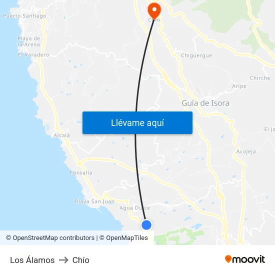 Los Álamos to Chío map