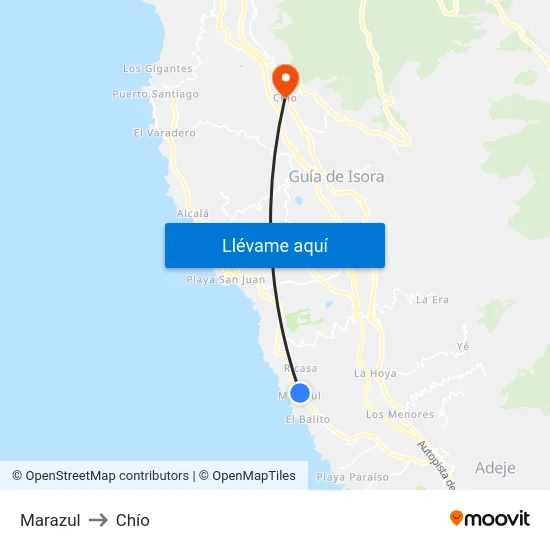 Marazul to Chío map