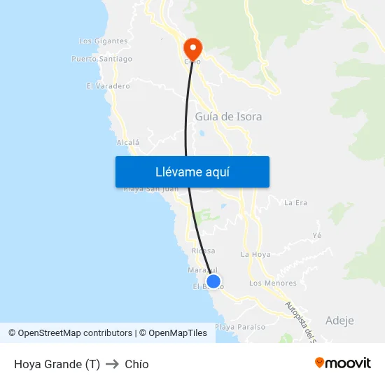 Hoya Grande (T) to Chío map