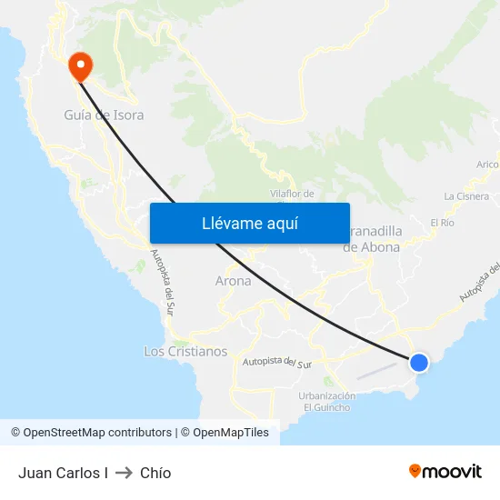 Juan Carlos I to Chío map