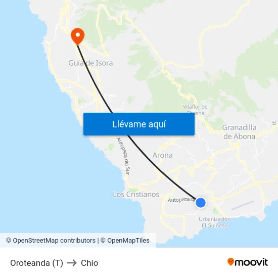Oroteanda (T) to Chío map