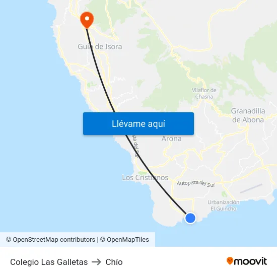 Colegio Las Galletas to Chío map