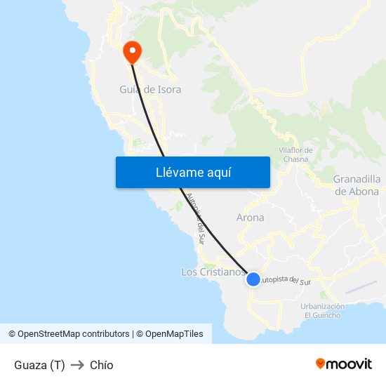 Guaza (T) to Chío map