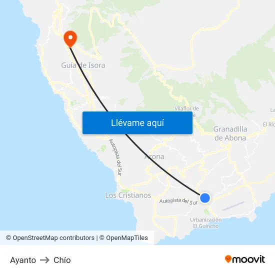 Ayanto to Chío map