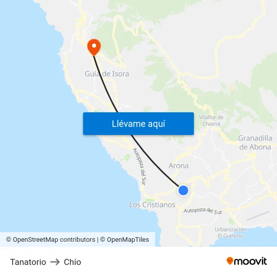 Tanatorio to Chío map