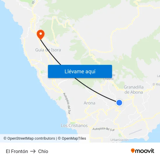 El Frontón to Chío map