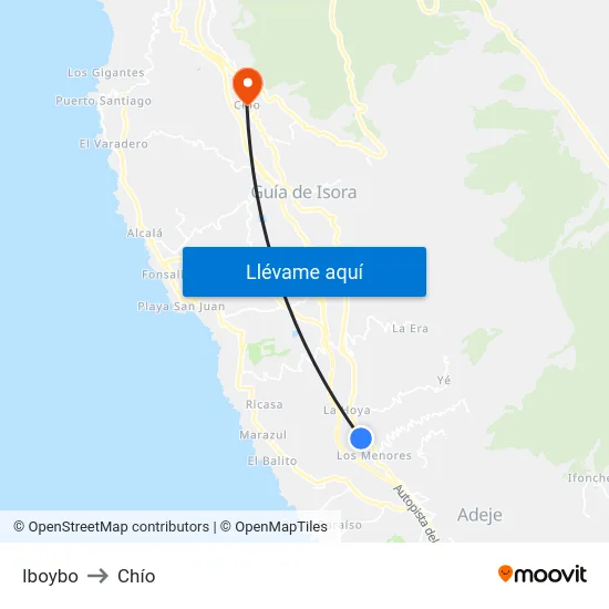 Iboybo to Chío map