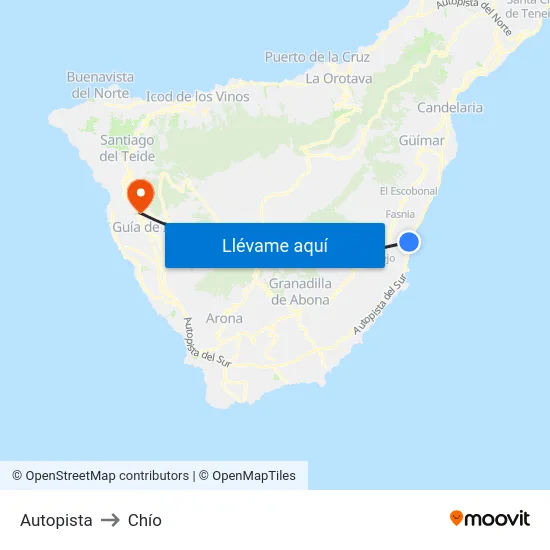 Autopista to Chío map