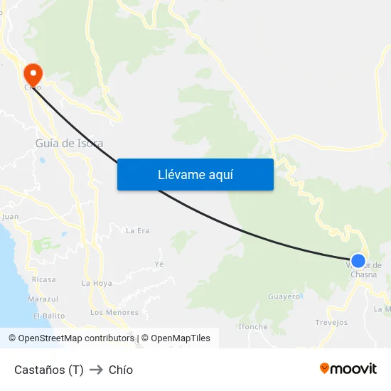Castaños (T) to Chío map