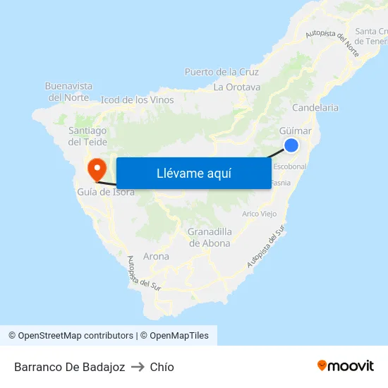 Barranco De Badajoz to Chío map