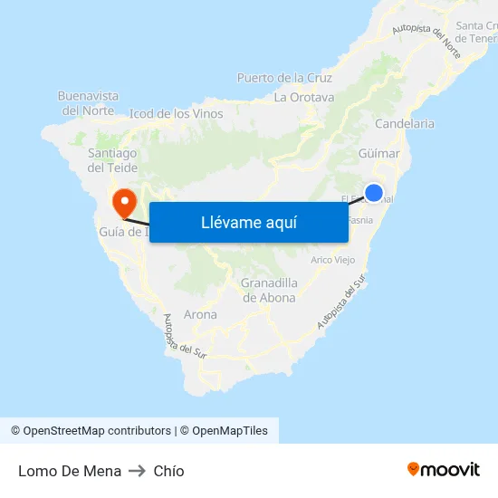 Lomo De Mena to Chío map