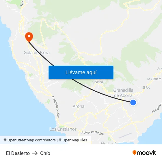 El Desierto to Chío map