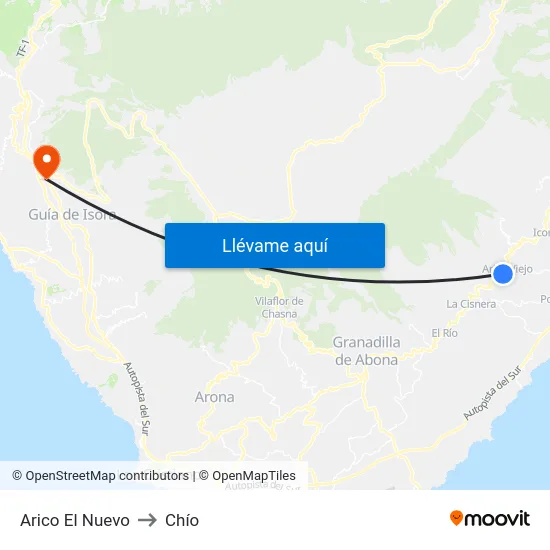Arico El Nuevo to Chío map