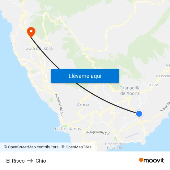 El Risco to Chío map