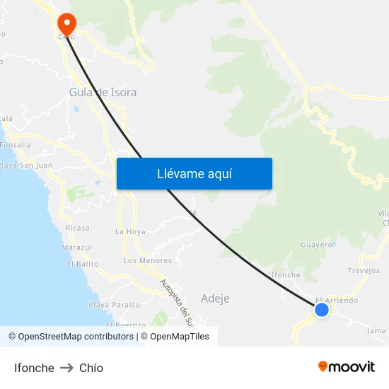 Ifonche to Chío map