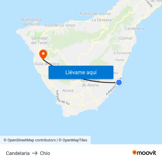 Candelaria to Chío map