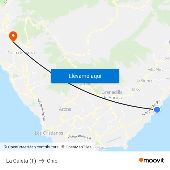 La Caleta (T) to Chío map