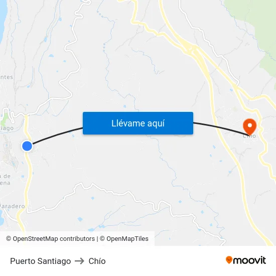 Puerto Santiago to Chío map