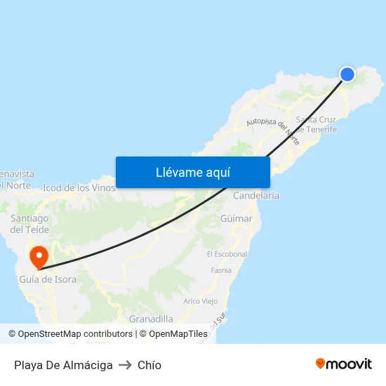 Playa De Almáciga to Chío map