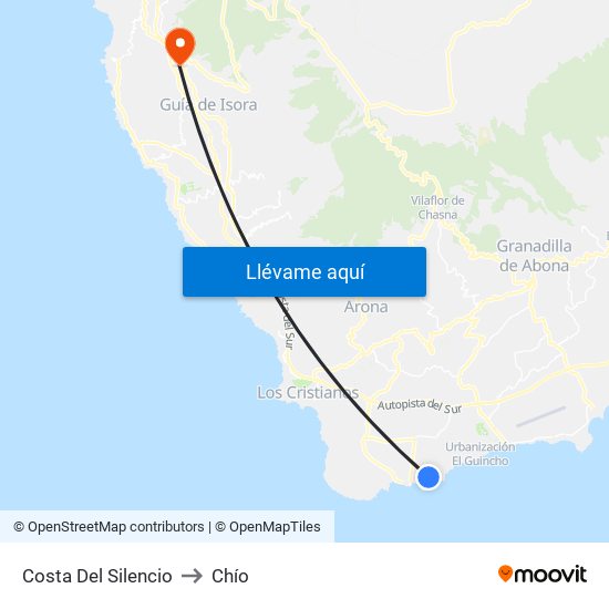 Costa Del Silencio to Chío map