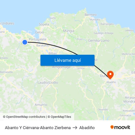 Abanto Y Ciérvana-Abanto Zierbena to Abadiño map