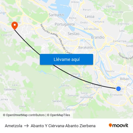 Ametzola to Abanto Y Ciérvana-Abanto Zierbena map
