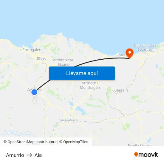 Amurrio to Aia map