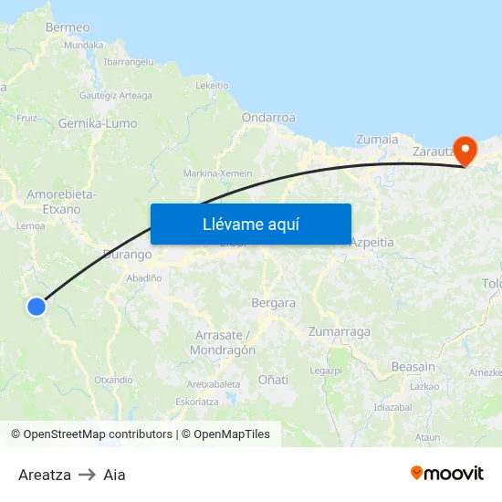 Areatza to Aia map