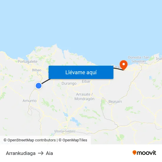 Arrankudiaga to Aia map