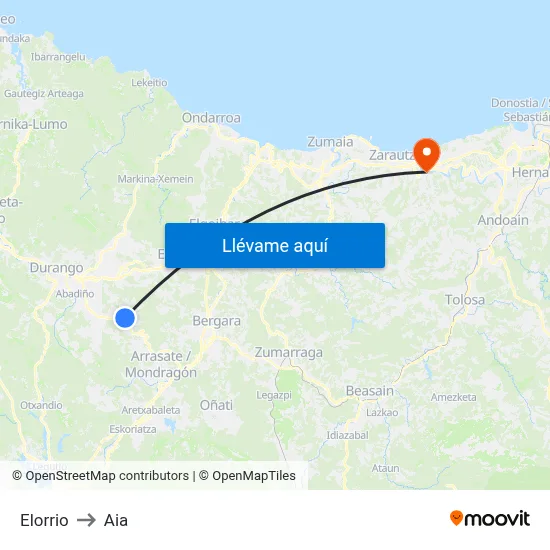 Elorrio to Aia map
