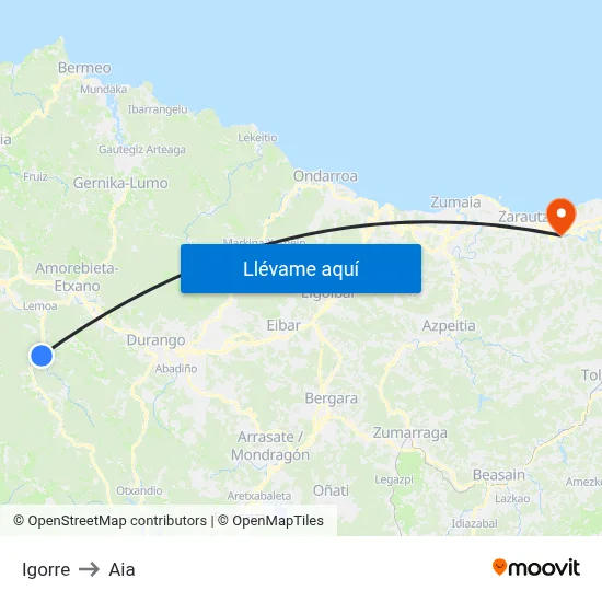 Igorre to Aia map
