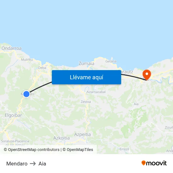 Mendaro to Aia map