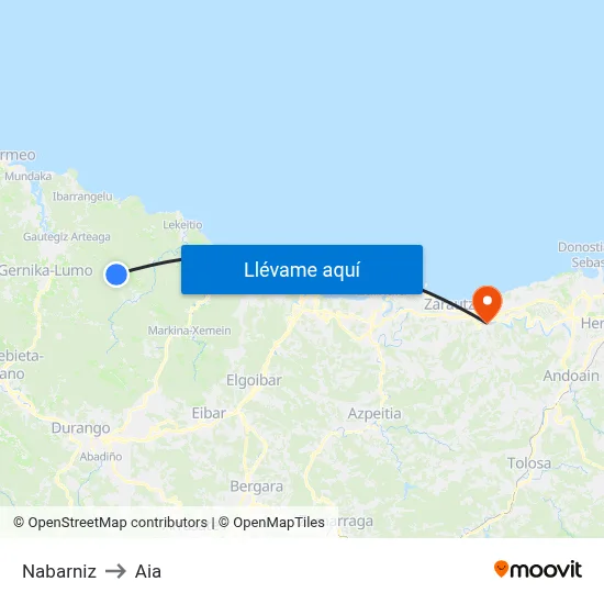 Nabarniz to Aia map