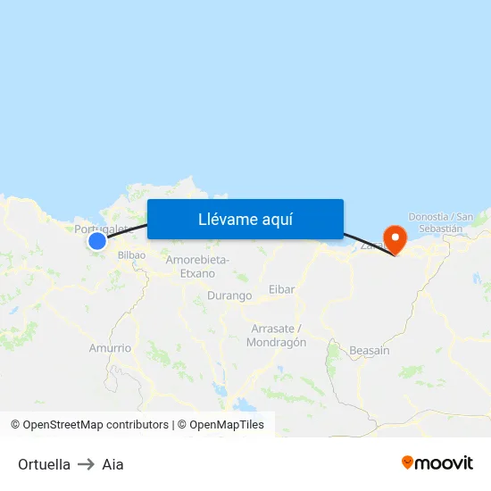 Ortuella to Aia map