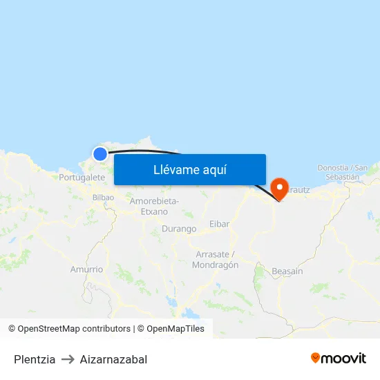 Plentzia to Aizarnazabal map