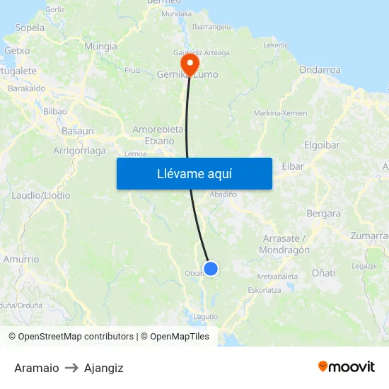 Aramaio to Ajangiz map