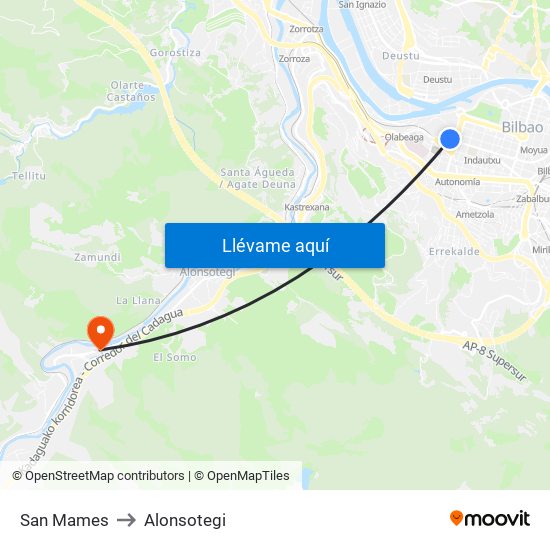 San Mames to Alonsotegi map