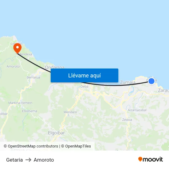 Getaria to Amoroto map