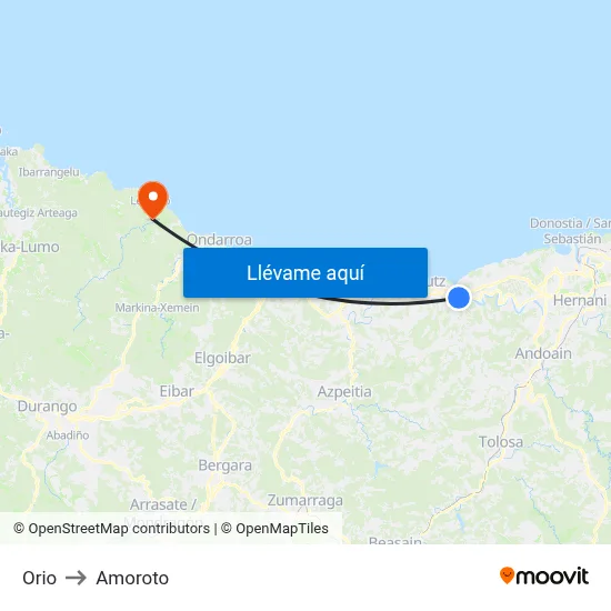 Orio to Amoroto map
