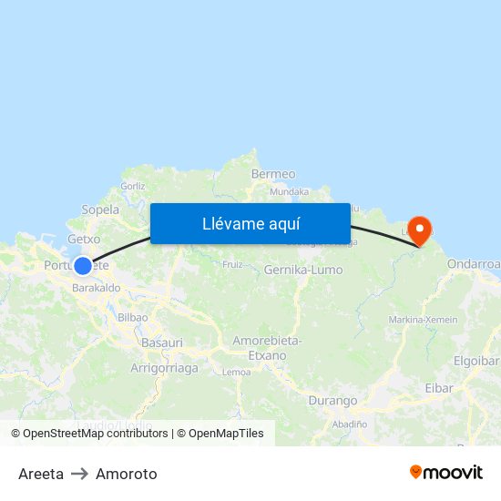 Areeta to Amoroto map