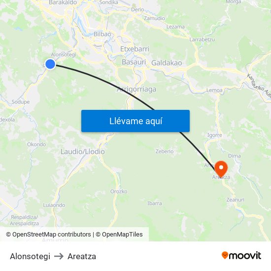 Alonsotegi to Areatza map