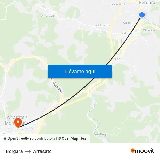 Bergara to Arrasate map