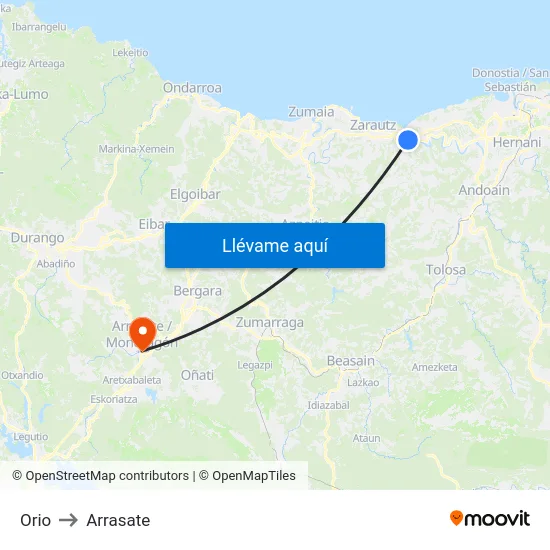 Orio to Arrasate map