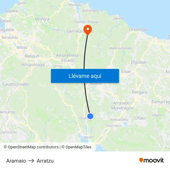 Aramaio to Arratzu map