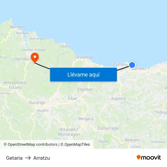 Getaria to Arratzu map