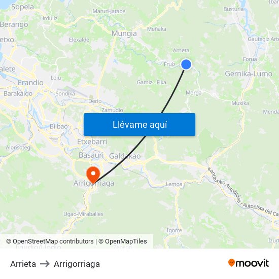 Arrieta to Arrigorriaga map